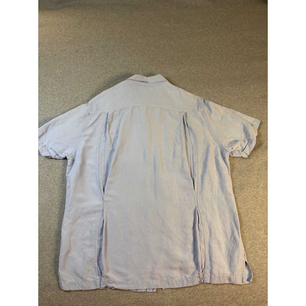 Nat Nast Luxury Originals Silk Linen Shirt Mens Large Blue Short Sleeve Dobby L - Picture 4 of 13